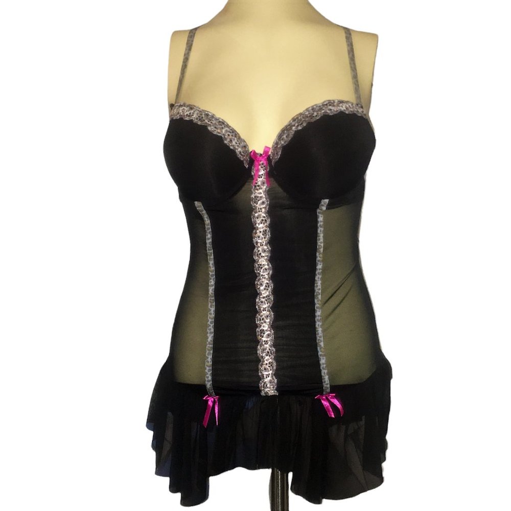 American Vintage Black Bustier Lingerie Stretch Top Lace Size M